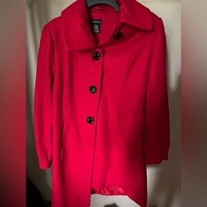 George Women's Vibrant Red Pea Coat